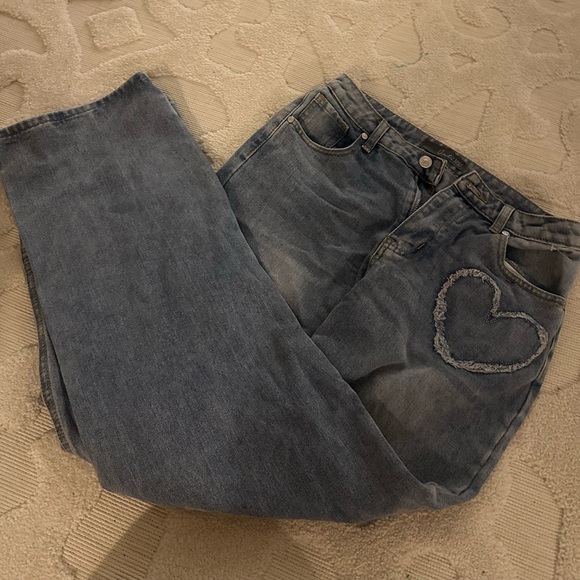 Heart Embellished Blue Jeans - Picture 2 of 2